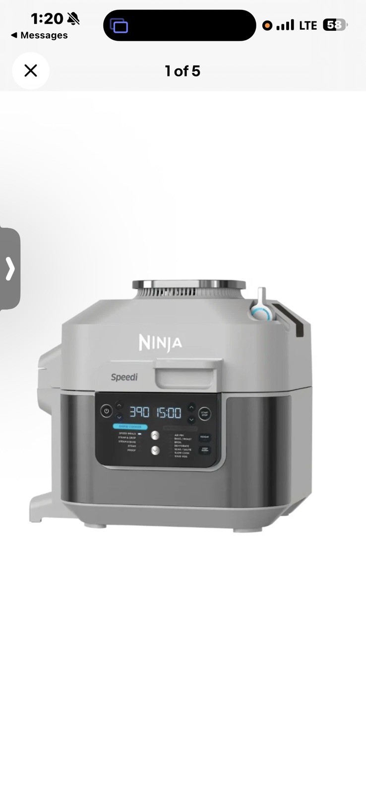 Ninja Speedi Rapid Cooker & Air Fryer 6-QT, 12-in-1, 15-Minute Meals, Light Gray