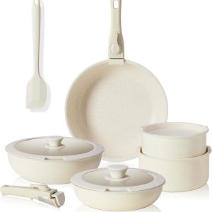 Nonstick Kitchen Cookware Set 12 Pcs Pots and Pans Set with Detachable Handle