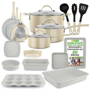 Nutrichef 20 Pcs Home Kitchen Cookware & Bakeware Set- Non-stick, High-quality