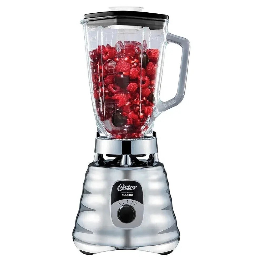 Oster Original 1000 Watt Durable Chrome Blender All Metal Drive 5 Cup Glass Jar