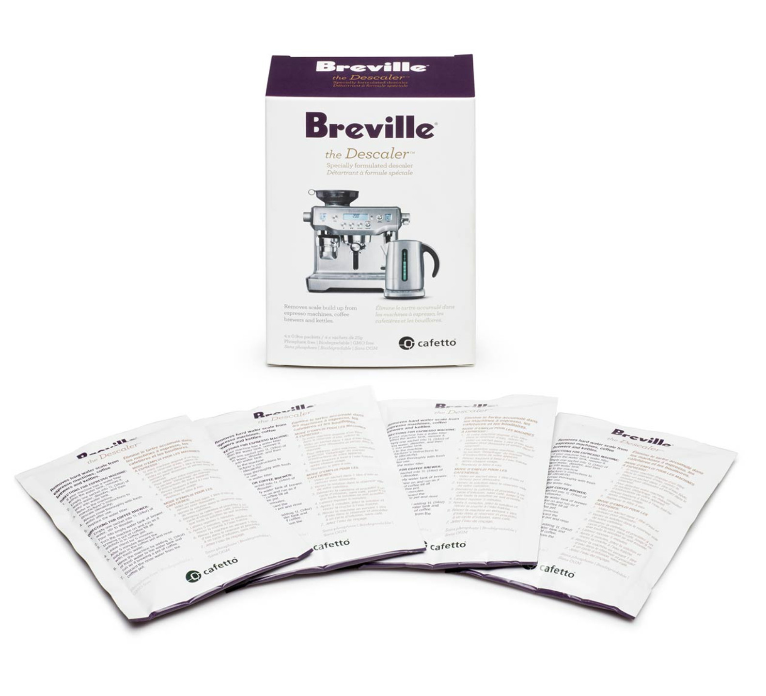 PACK of 4 Breville Espresso Machine The DESCALER Four Packets Genuine Original