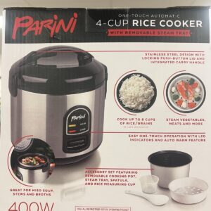 Parini 4 Cup One Touch Rice/Grain/Fish/Veggie/Dumpling Cooker New in Box