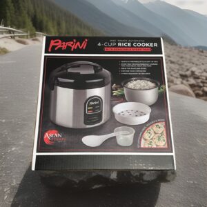 Parini 4 Cup Rice cooker One Touch Steam Tray cooks meat and veggies Ships Free