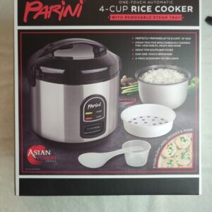 Parini RICE COOKER 4 CUP (Uncooked) - 8 CUP (Cooked) w/ Removable Steam Tray