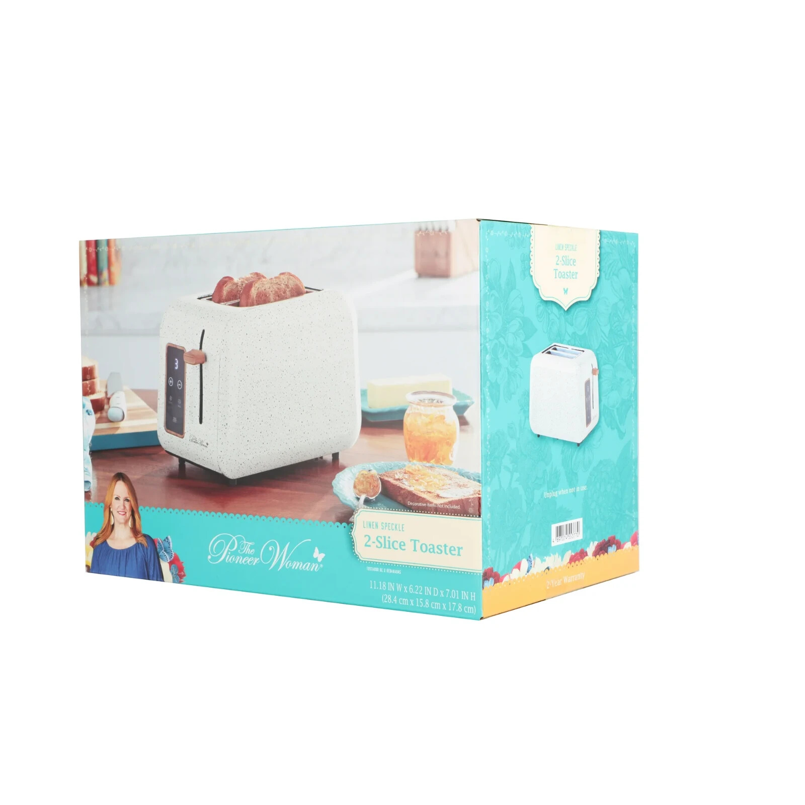 Pioneer Woman 2 Slice Digital Toaster Linen Speckle 3 functions 7 Shading Levels