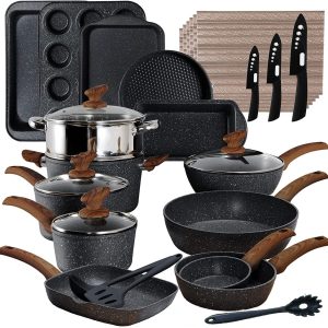 Pots and Pans Set Nonstick Kitchen Induction Cookware Set Granite Coated Pot Set