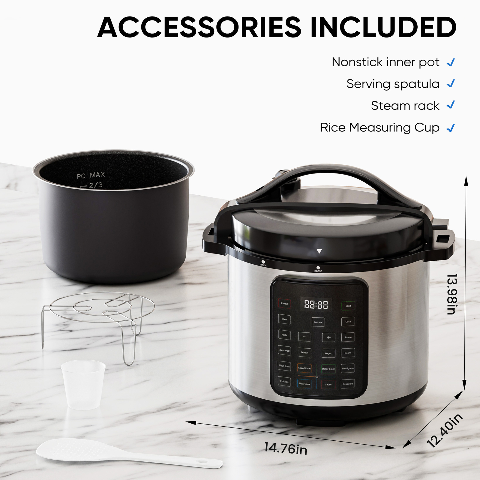 Pressure cooker Pot 6qt/ 8qt 12-in-1 Pressure Cooker Bundle