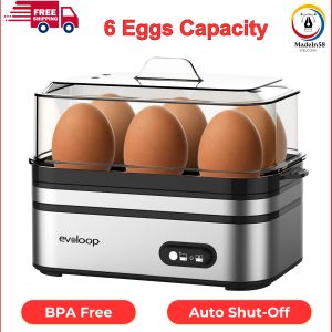 Rapid Egg Cooker Electric 6 Eggs Capacity, Soft, Medium, Hard Boiled, Poacher