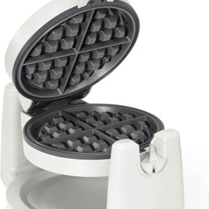Rotating Belgian Waffle Maker, Black, by Drew Barrymore Flower, Makes 1-Inch Thi