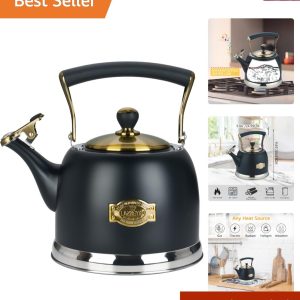 Stainless Steel Tea Kettle Teapot Stove Top Whistle 3 Quart Modern Design