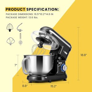 Stand Mixer 6QT 10-Speed Tilt-Head Kitchen Electric Food Mixer Bowl with Handle