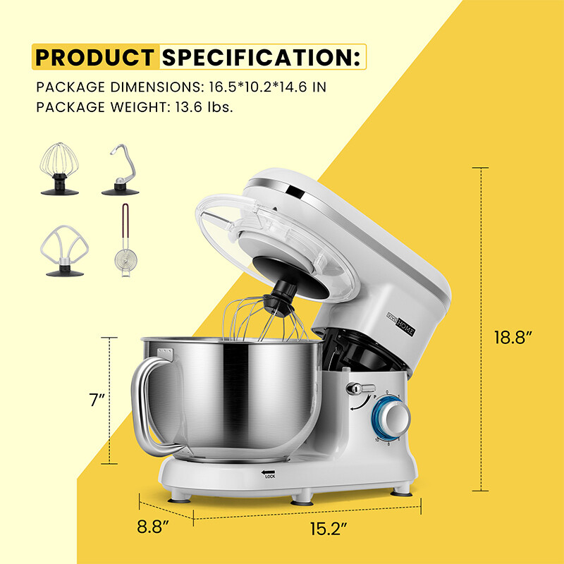 Stand Mixer 6QT 10-Speed Tilt-Head Kitchen Electric Food Mixer Bowl with Handle