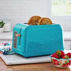 The Pioneer Woman Digital 2-Slice Toaster, Teal Speckle Stainless Steel Durable