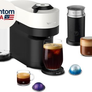 Vertuo Pop+ Coffee and Espresso Maker by Breville with Milk Frother, Coconut Whi