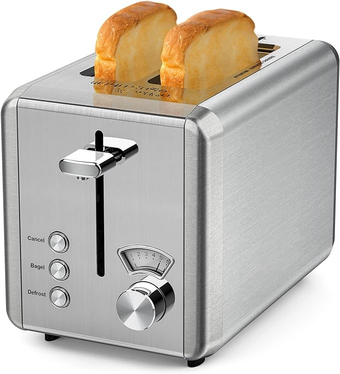 WHALL Toaster 6 Bread Shade Settings 1.5in Wide Slot KST022GU - STAINLESS STEEL