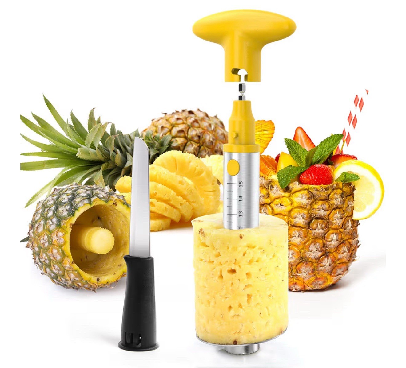 YYP Pineapple Cutter with Knife Upgraded Electric &Manual Durable Pineapple Core