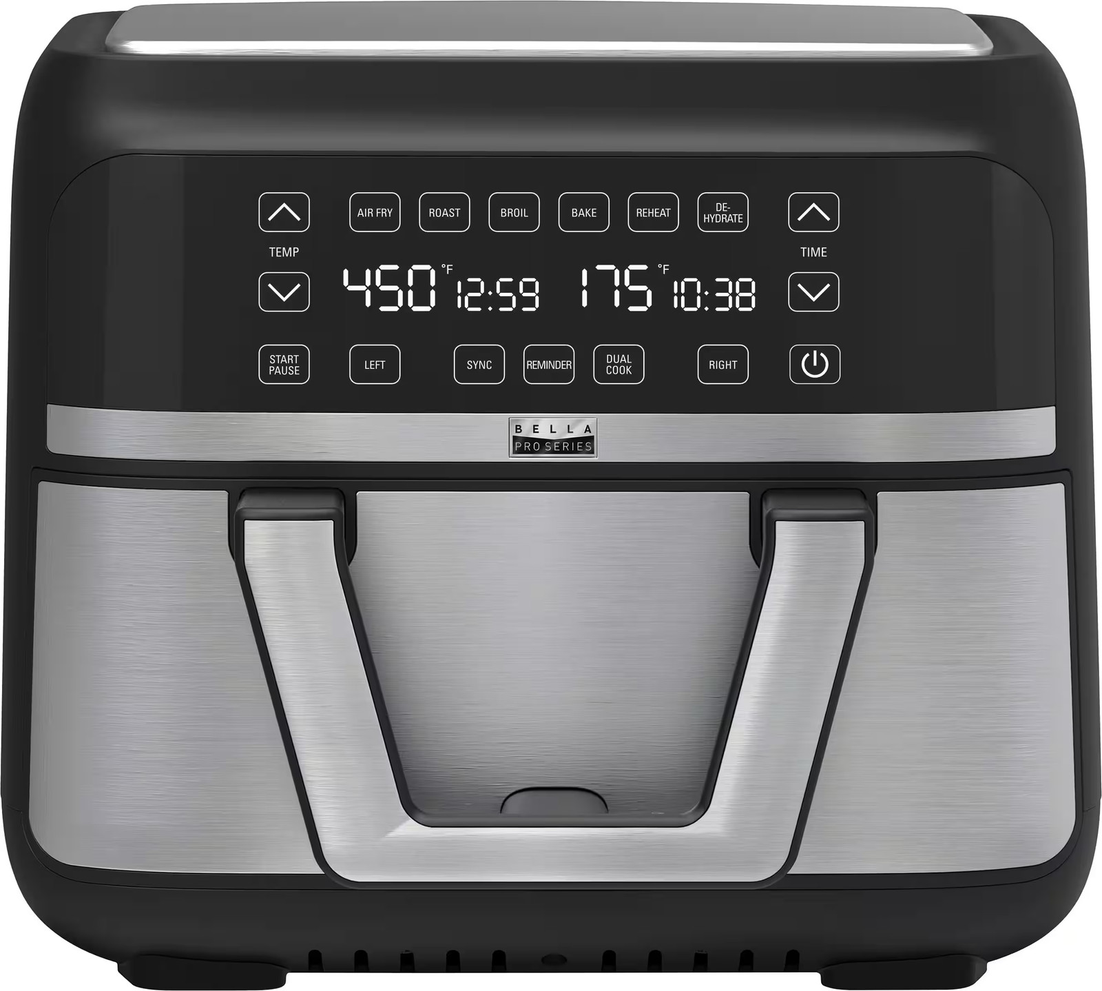 bella PRO - 9-qt. TriZone Touchscreen Air Fryer with Dual Flex Basket - Stain...
