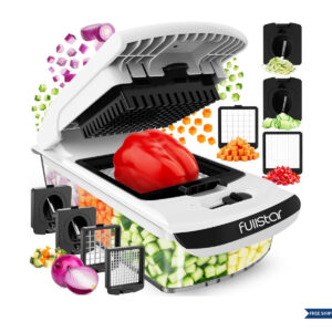 Fullstar Pro Vegetable Chopper & Spiralizer 4-in-1 Food Chopper with Container